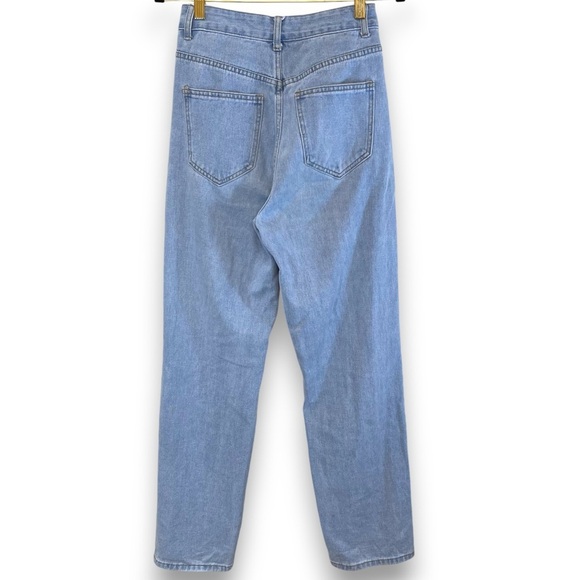 SHEIN Women Sz 2/XS Frenchy High Waist Jeans Relaxed Fit Straight Leg Light Wash - Picture 4 of 12